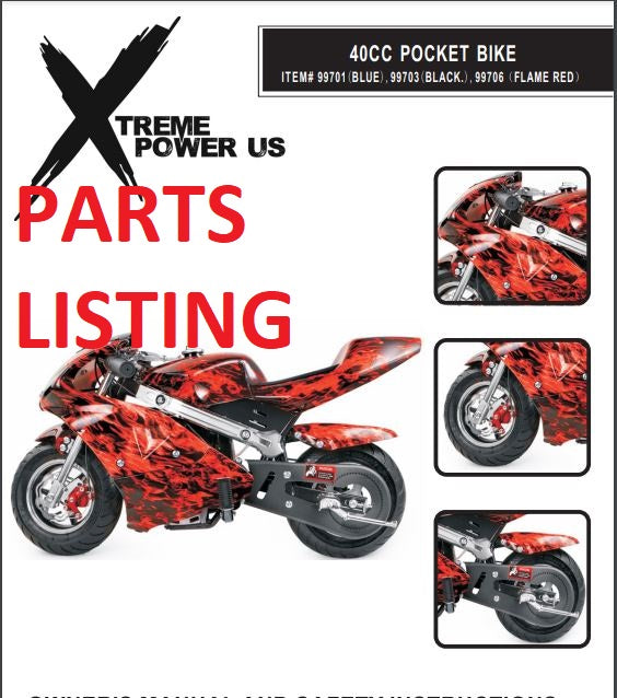 99701/99702/99703/99705/99706 GAS POCKET BIKE E VERSION PARTS LISTING