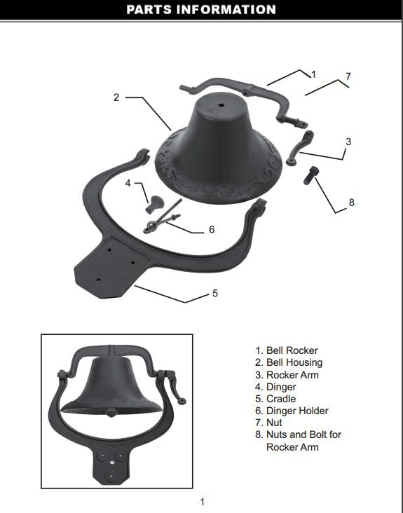 90000-XP BELL #2 DINNER BELL PARTS LISTING