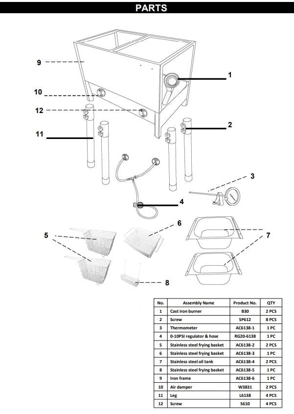 95514 FRYER DOUBLE STANDING UL REGULATOR - BARTON PARTS LISTING