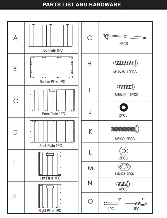 97042 DECK BOX W/ HYDRAULIC LIFT 130 GAL - BARTON PARTS LISTING