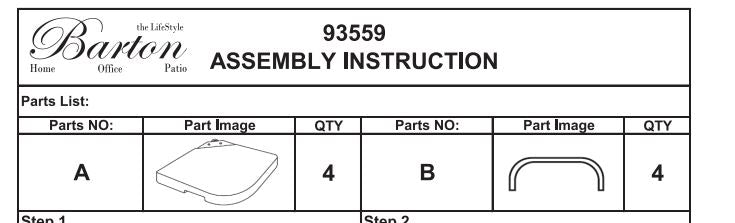 93559 UMBRELLA BASE 20" 4PC SQUARE - BARTON PARTS LISTING