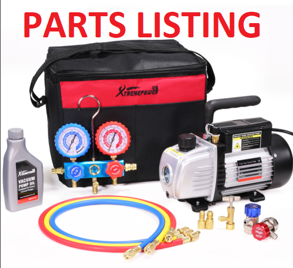 71093 1/4HP Vacuum Pump Combo PARTS LISTING