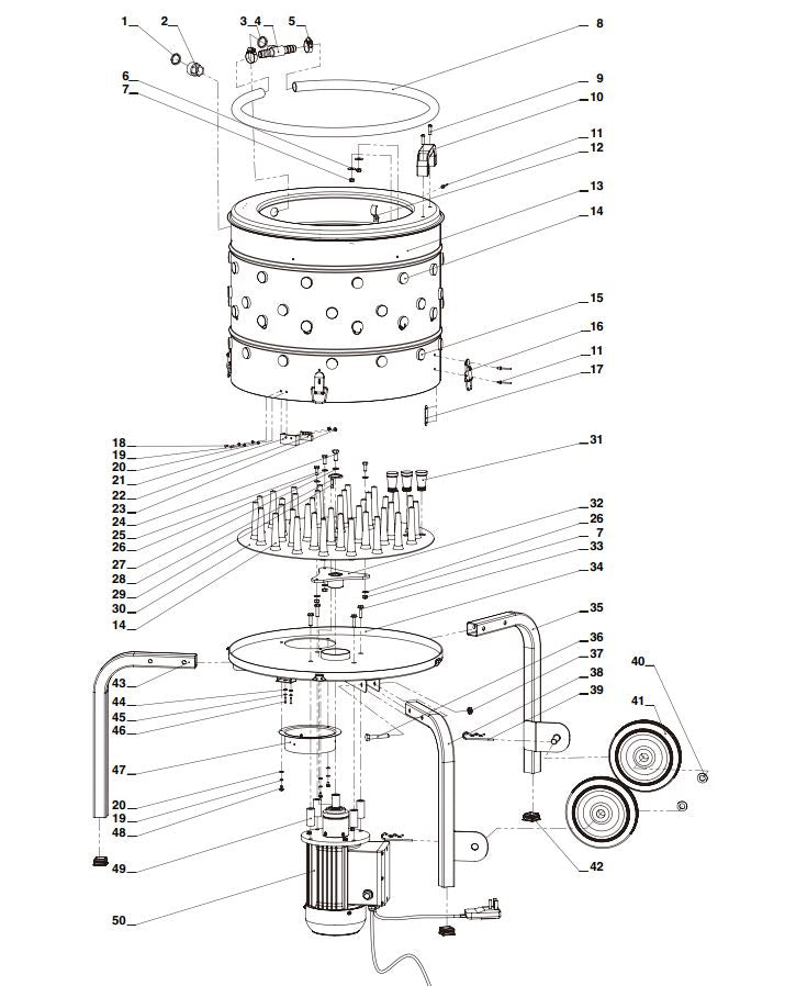 97065 CHICKEN PLUCKER 750W PARTS LISTING