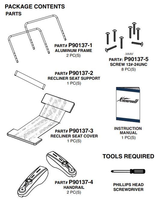 90137/90177/90178 POOL FLOATING CHAIR - XTREMEPOWERUS PARTS LISTING
