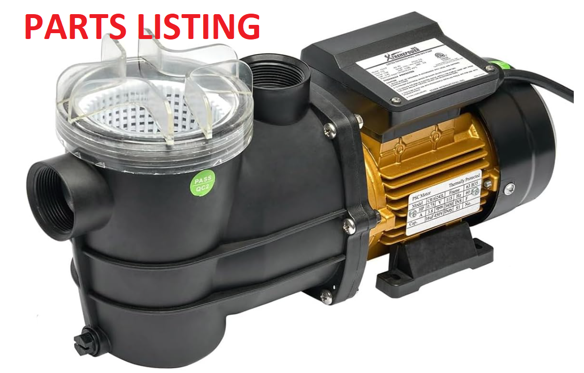 75117 PARTS LISTING PUMP POOL ABOVEGROUND 3/4HP