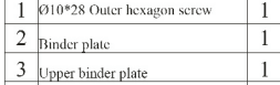 P50130 part 1,2,3 screw/binder plate and upper binder plate
