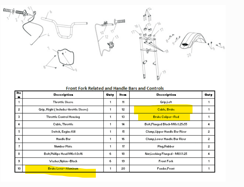 P99754-caliper#12, front fork #10, 13, 12