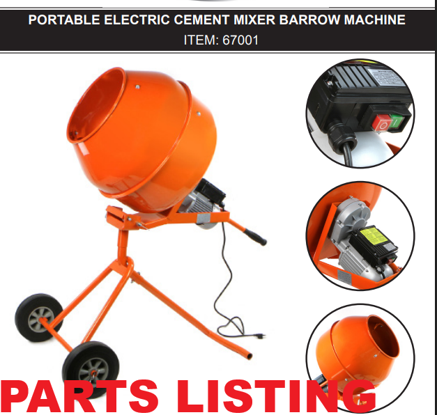 67001 MIXER 5CUFT CEMENT - STARK PARTS LISTING