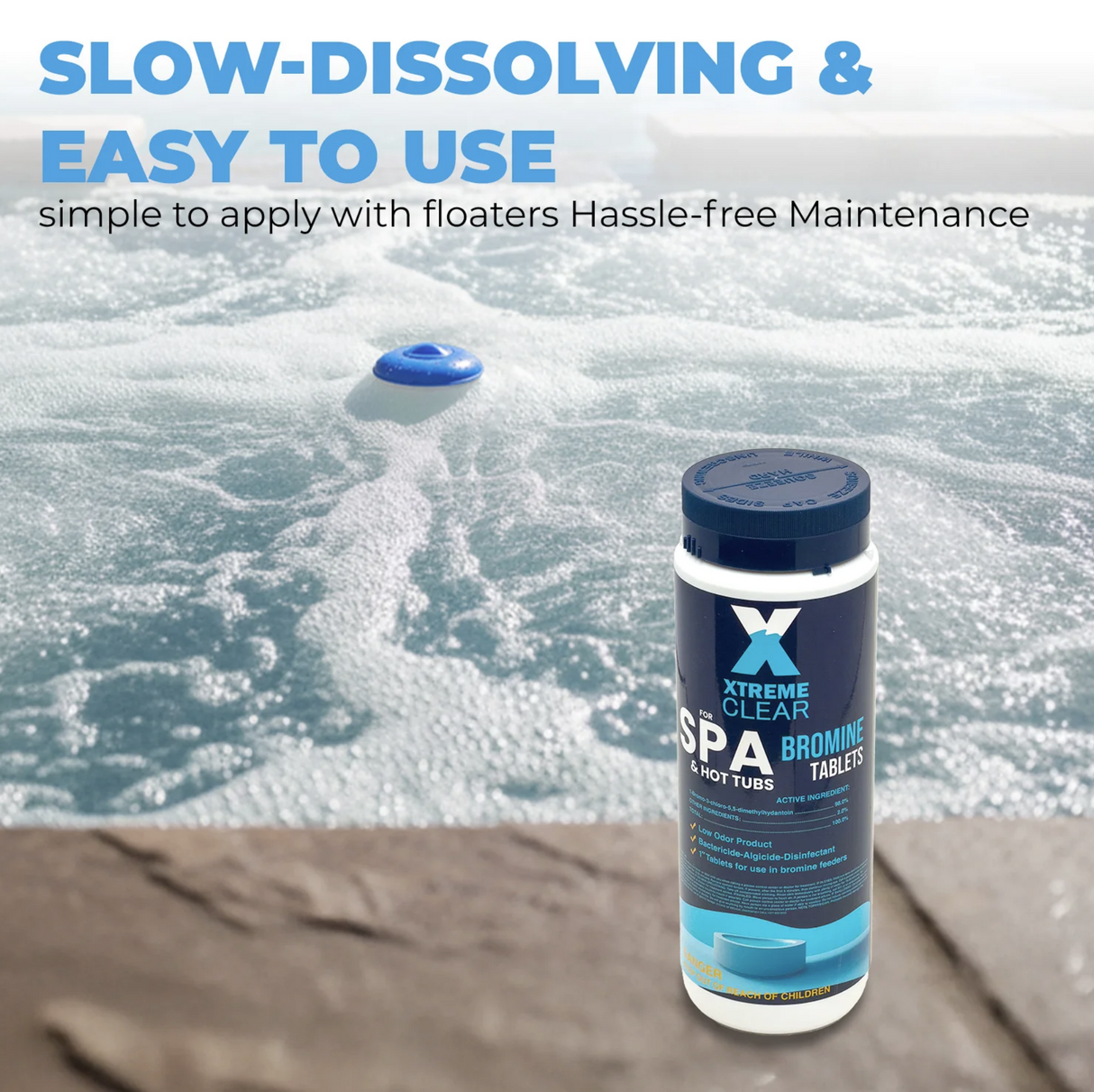 Xtremeclear Bromine Tablets for Spa & Hot Tub – 1.5 lbs Bottle, 1-Inch Tablets