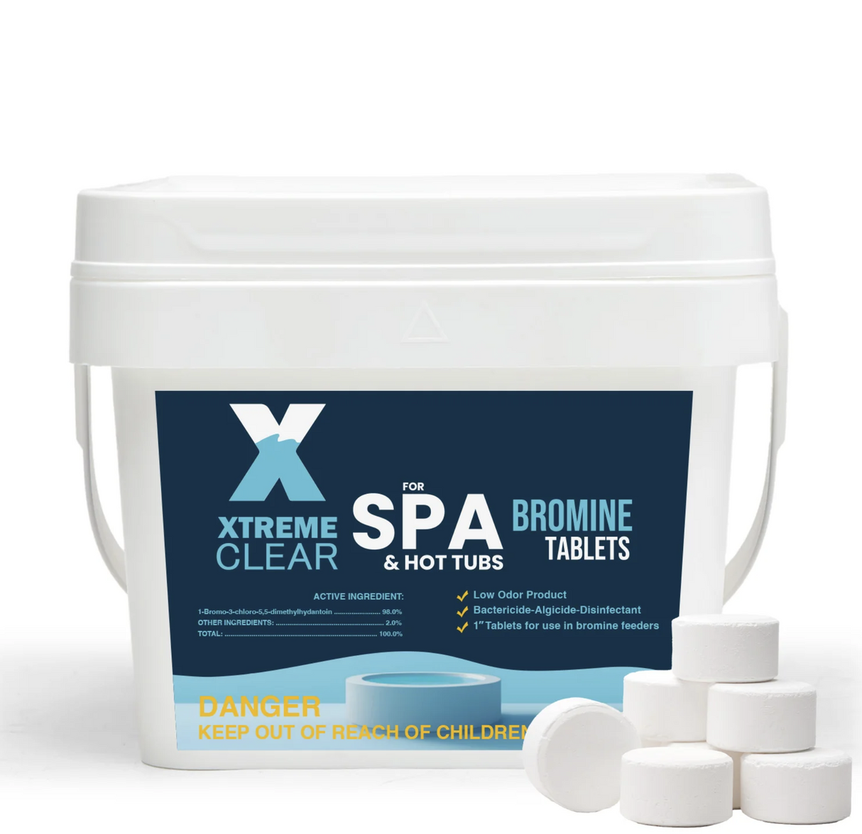 Xtremeclear Bromine Tablets for Spa & Hot Tub – 5 lbs Bottle, 1-Inch Tablets