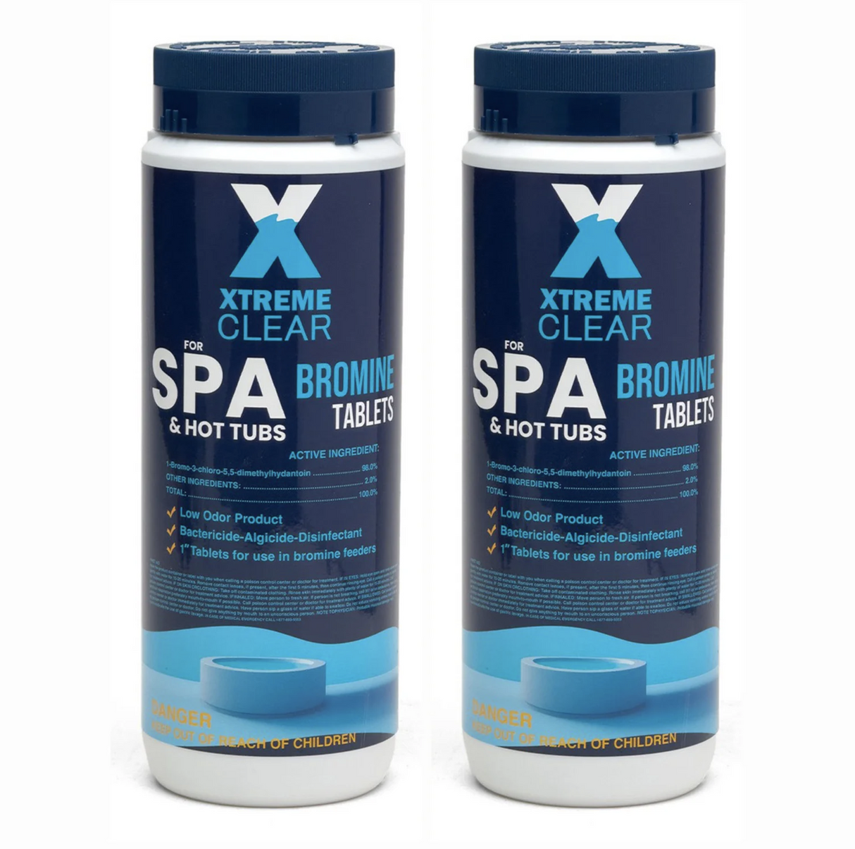 Xtremeclear Bromine Tablets for Spa & Hot Tub – 1.5 lbs Bottle, 1-Inch Tablets, 2 Pack