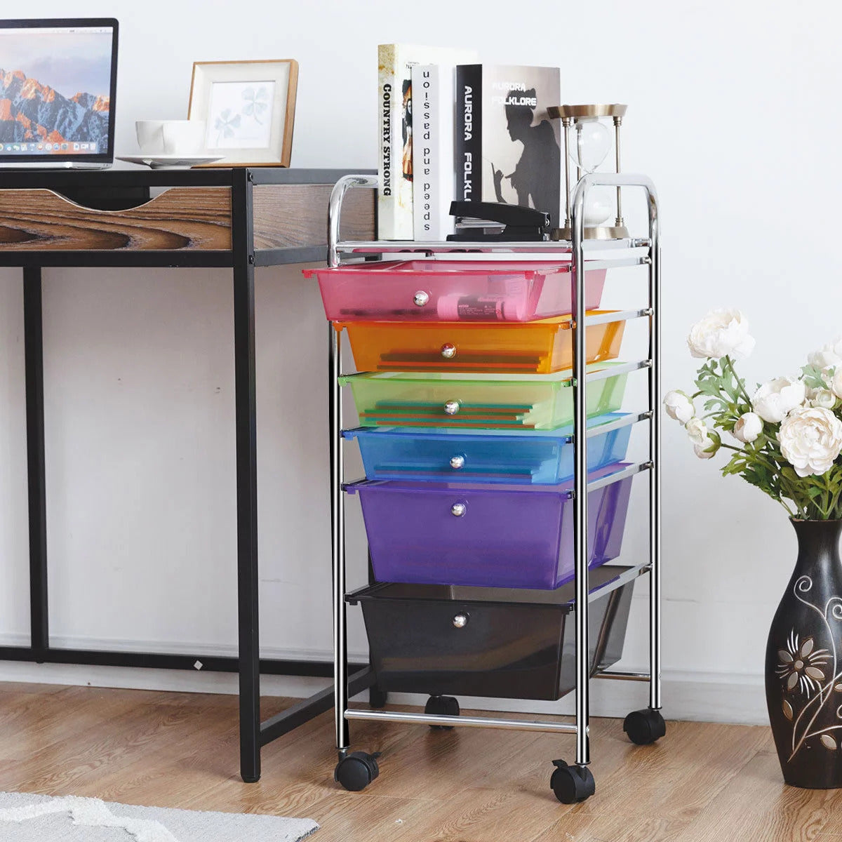 Drawer Rolling Organizer Cart Color Utility Mobile Trolley Chrome Scrapbook