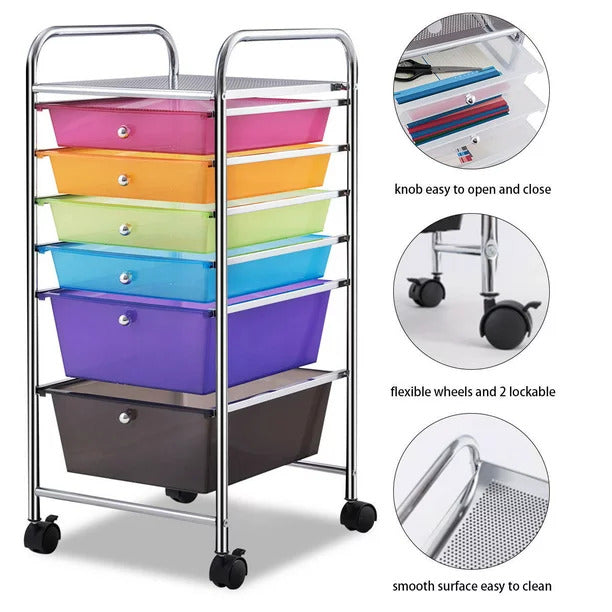 Drawer Rolling Organizer Cart Color Utility Mobile Trolley Chrome Scrapbook