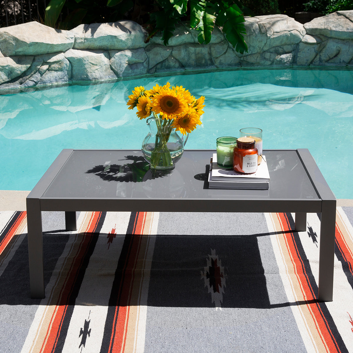 Outdoor Coffee Table Patio Table Furniture Fit For Sofa Chair Coffee Table, Grey