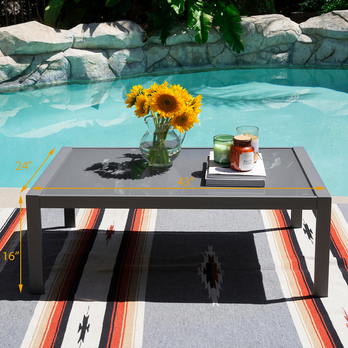 Outdoor Coffee Table Patio Table Furniture Fit For Sofa Chair Coffee Table, Grey