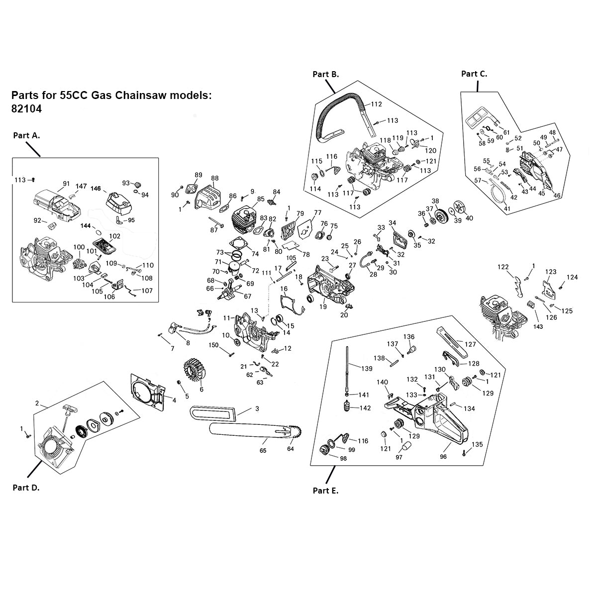 Front Guard Replacement for 52CC Chainsaw P82104-C