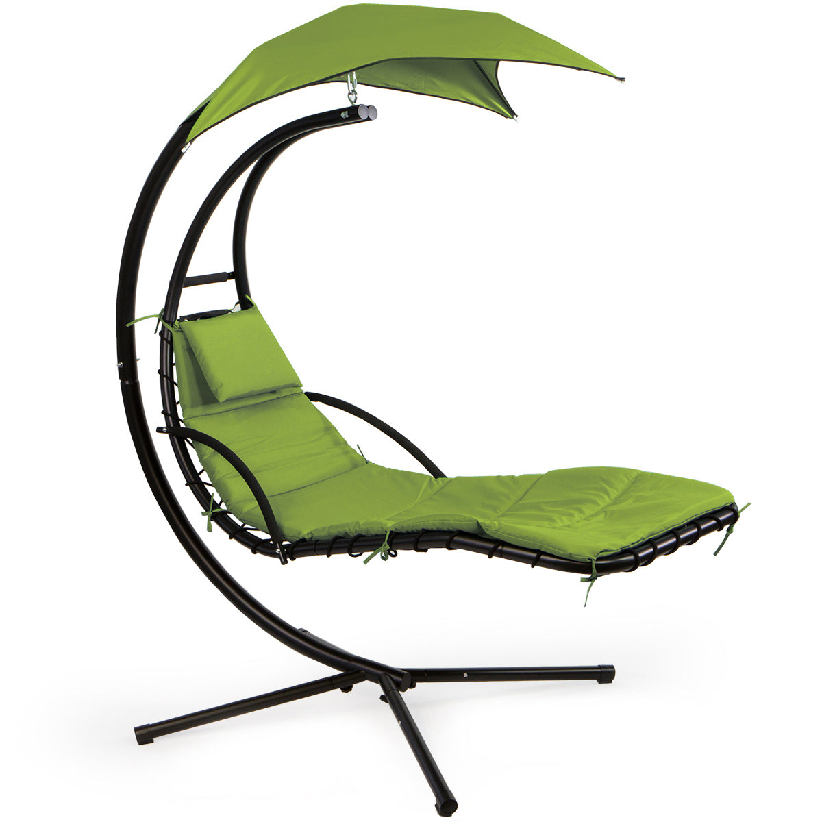 Patio Hanging Helicopter Dream Lounger Chair Stand Swing Hammock Chair, Green