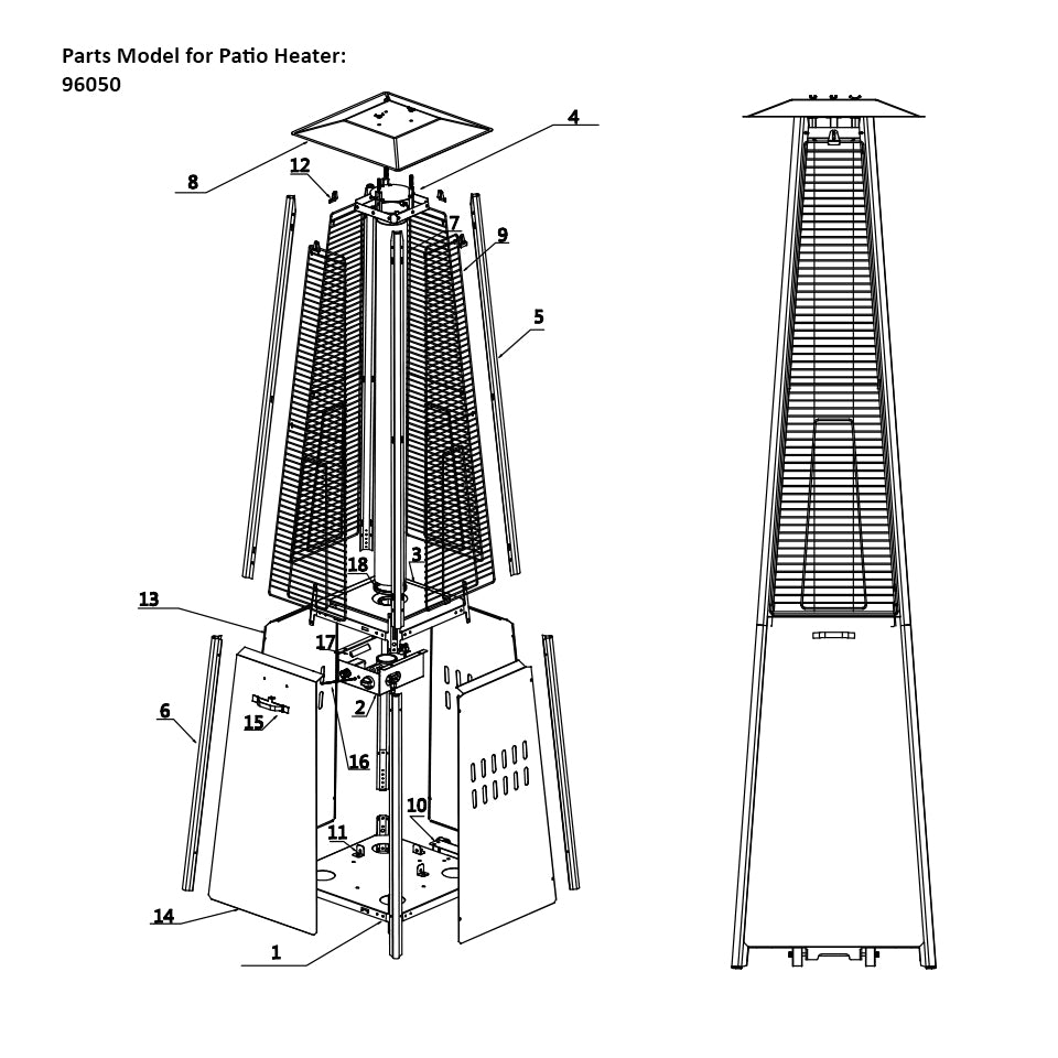 Glass Tube Replacement for Pyramid Patio Heater P96050-7