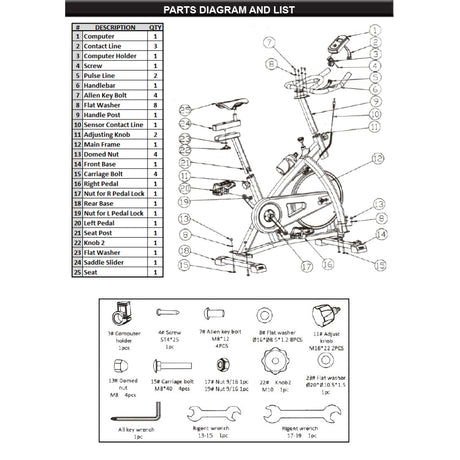 Seat Saddle w/ Slider and Knob Replacement for Stationary Exercise Bike P96124-22-23-24-25