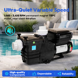 XtremepowerUS 1.65HP Variable Speed Inground Pool Pump, 230V Energy Efficient Pool Pump with Digital Speed Control