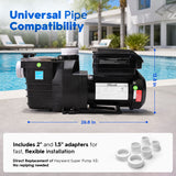 XtremepowerUS 1.65HP Variable Speed Inground Pool Pump, 230V Energy Efficient Pool Pump with Digital Speed Control