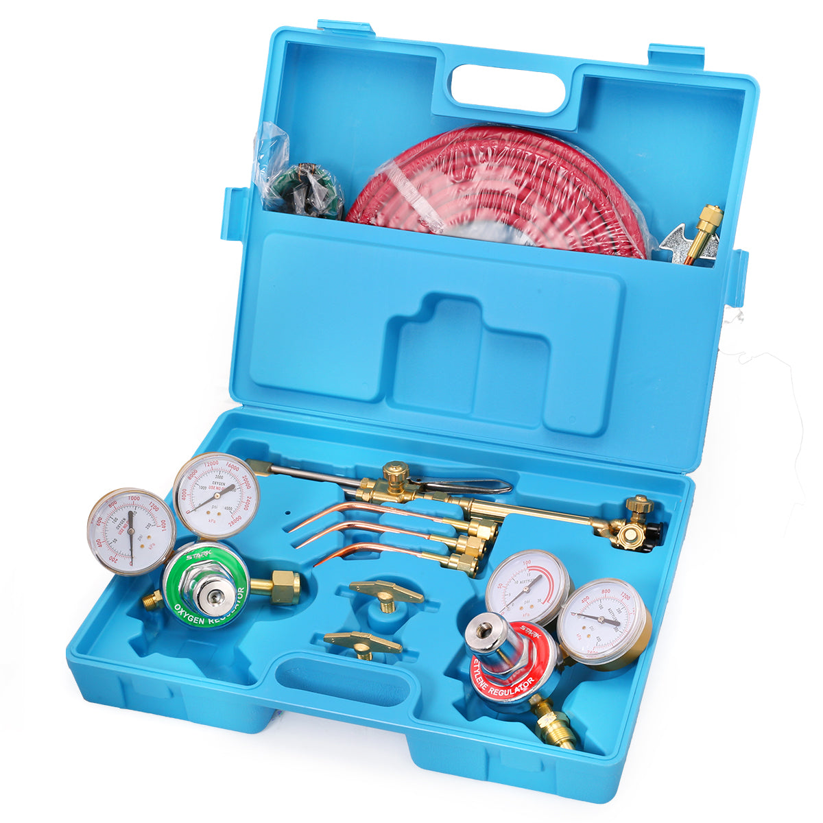 Stark USA Oxygen Acetylene Welder Tool Kit w/ (4) Nozzles
