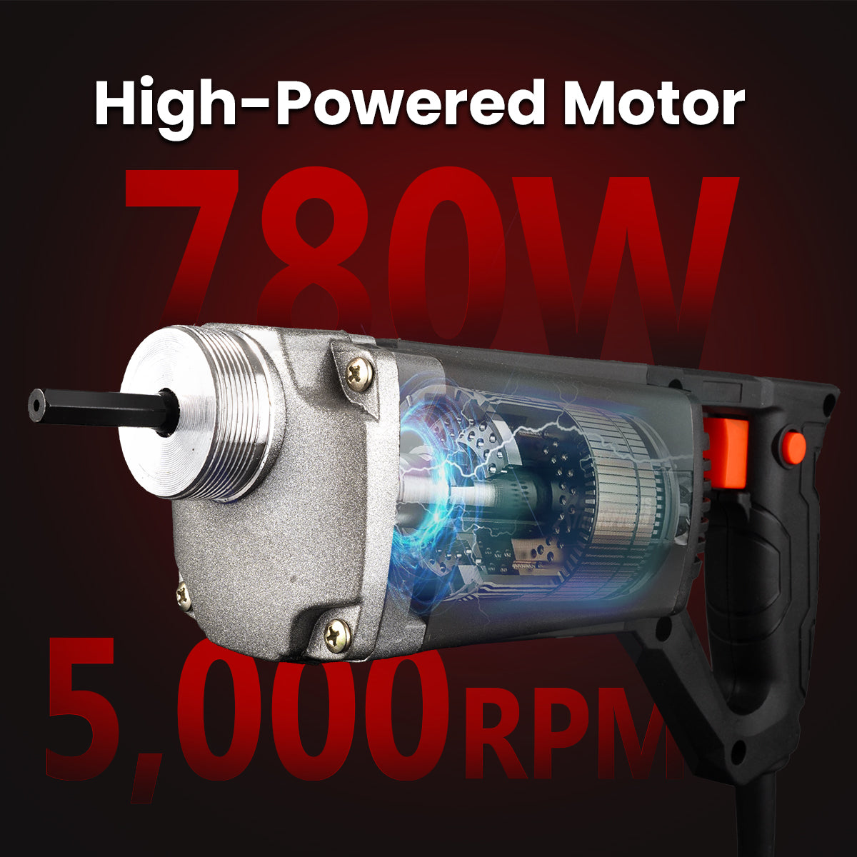 XtremepowerUS 780W Handheld Concrete Vibrator Construction 1.5M Flexib