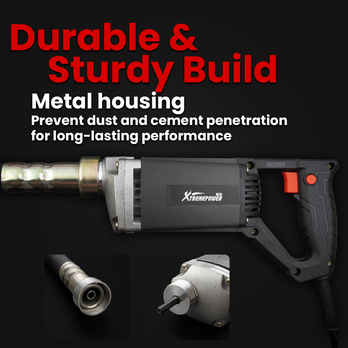 XtremepowerUS 780W Handheld Concrete Vibrator Construction 1.5M Flexib