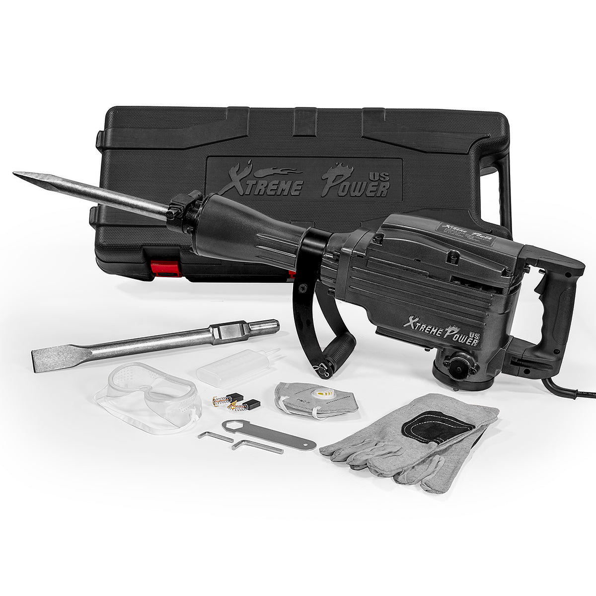 XtremepowerUS 2200W Electric Jack Hammer Concrete Demolition (2) Chisel Point Flat Bit with Carrying Case XtremepowerUS 2200W Electric Jack Hammer Concrete Demolition (2) Chisel Point Flat Bit with Carrying Case