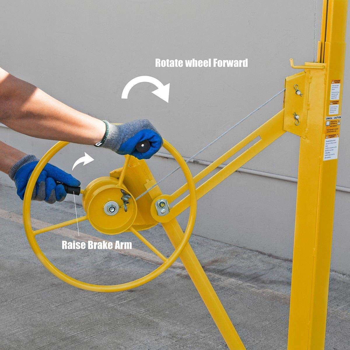 Stark USA 11ft Drywall Lift Panel Hoist Plasterboard Sheetrock Jack Lift Rolling