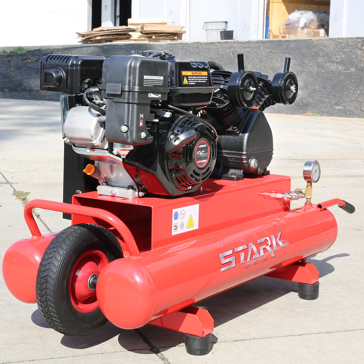 Stark USA 10 Gallons 6.5 HP Portable Gas-Powered Twin Stack Air Compre ...