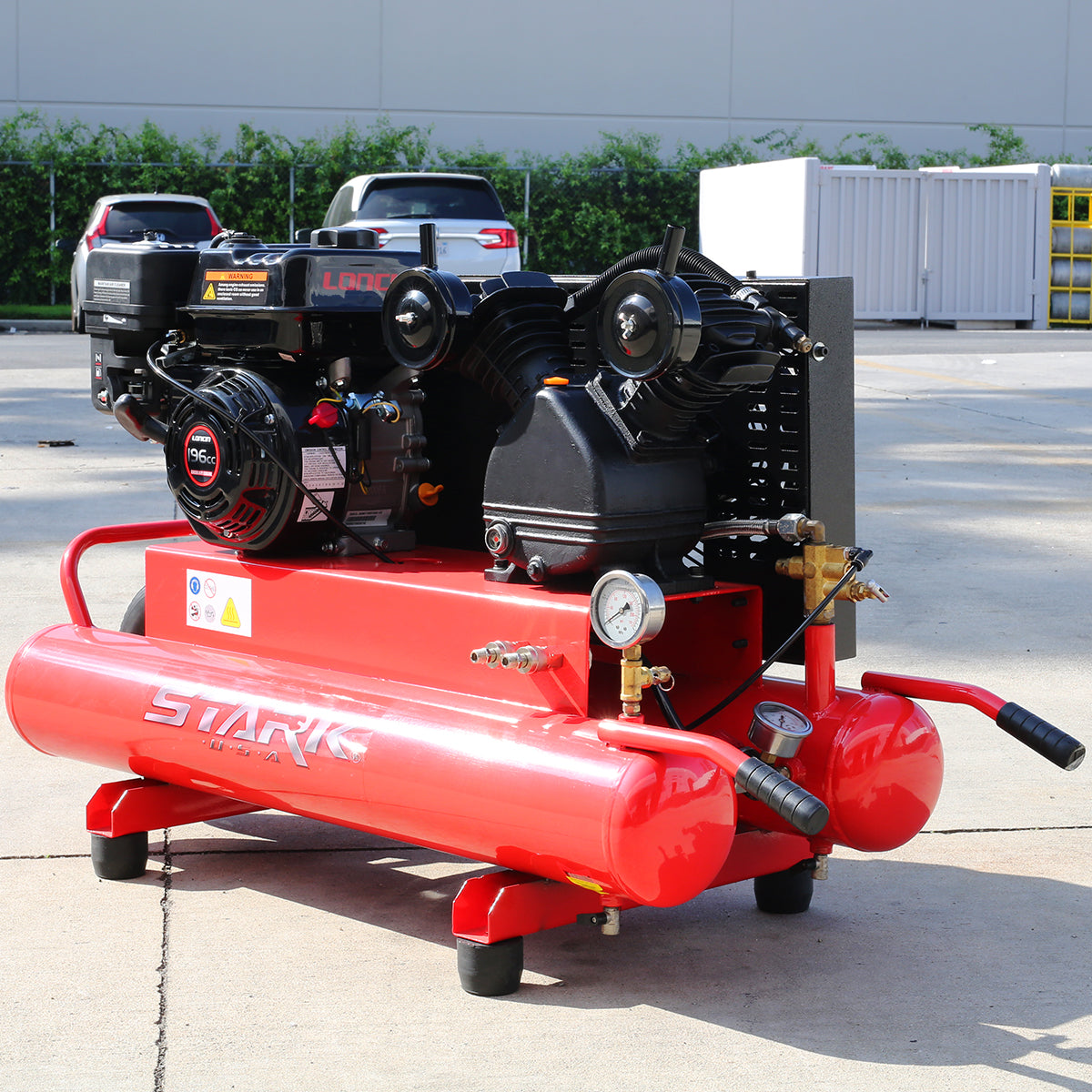 Stark USA 10 Gallons 6.5 HP Portable Gas-Powered Twin Stack Air Compre ...