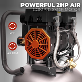 XtremepowerUS 13-Gallon Air Compressor, 2HP 1450W, 4.9CFM@90PSI, Oil-Free Quiet Tank, 65dB Low Noise, Portable with Wheels, Max 116PSI