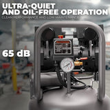 XtremepowerUS 13-Gallon Air Compressor, 2HP 1450W, 4.9CFM@90PSI, Oil-Free Quiet Tank, 65dB Low Noise, Portable with Wheels, Max 116PSI