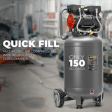 XtremepowerUS 13-Gallon Air Compressor, 2HP 1450W, 4.9CFM@90PSI, Oil-Free Quiet Tank, 65dB Low Noise, Portable with Wheels, Max 116PSI