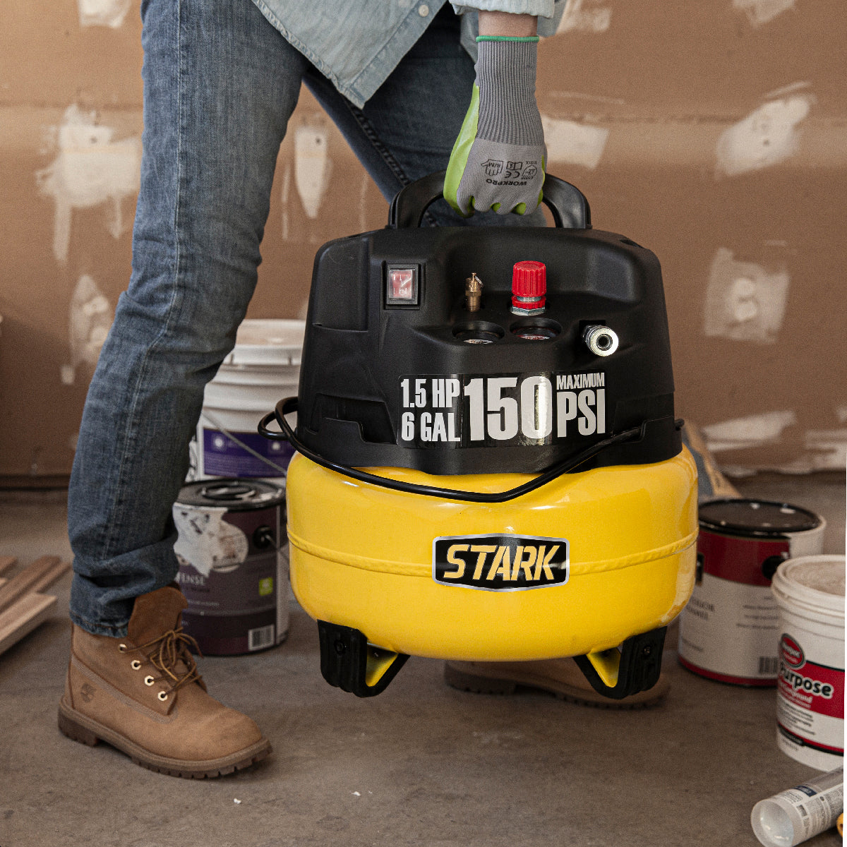 Stark USA 3.5HP Portable 10 Gallons Air Compressor Tank Ultra Quiet Ho Tank Adjustable Pressure With Built In Wheel Stark USA 3.5HP Portable 10 Gallons Air Compressor Tank Ultra Quiet Ho Tank Adjustable Pressure With Built In Wheel