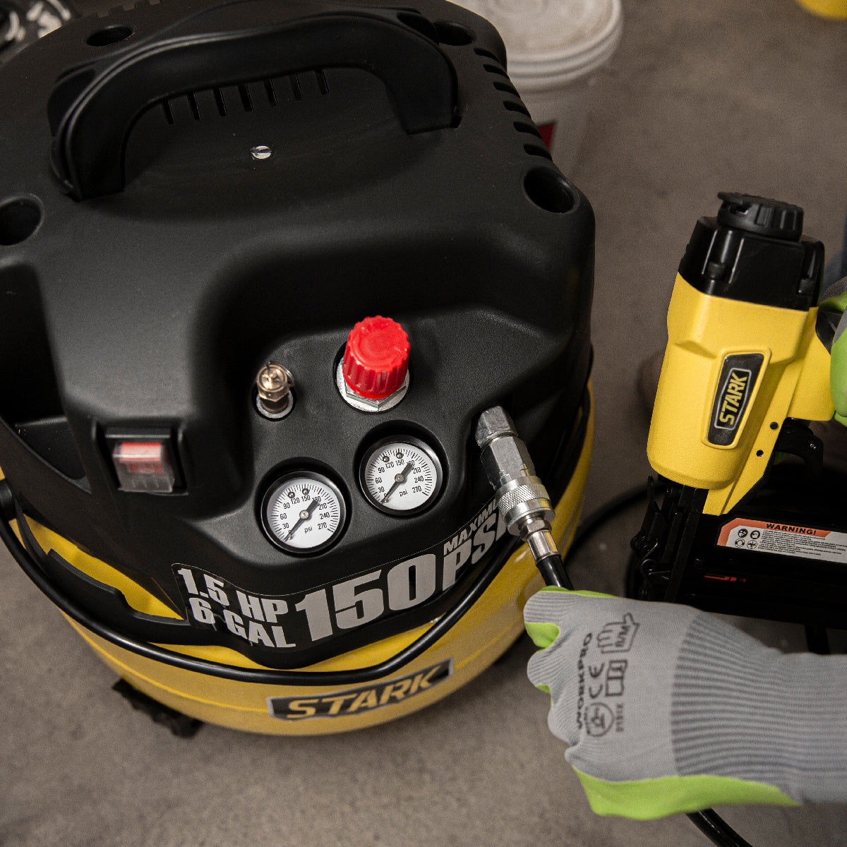 Stark USA 6 Gallons Air Compressor Brad Nailer Straight Nail Gun