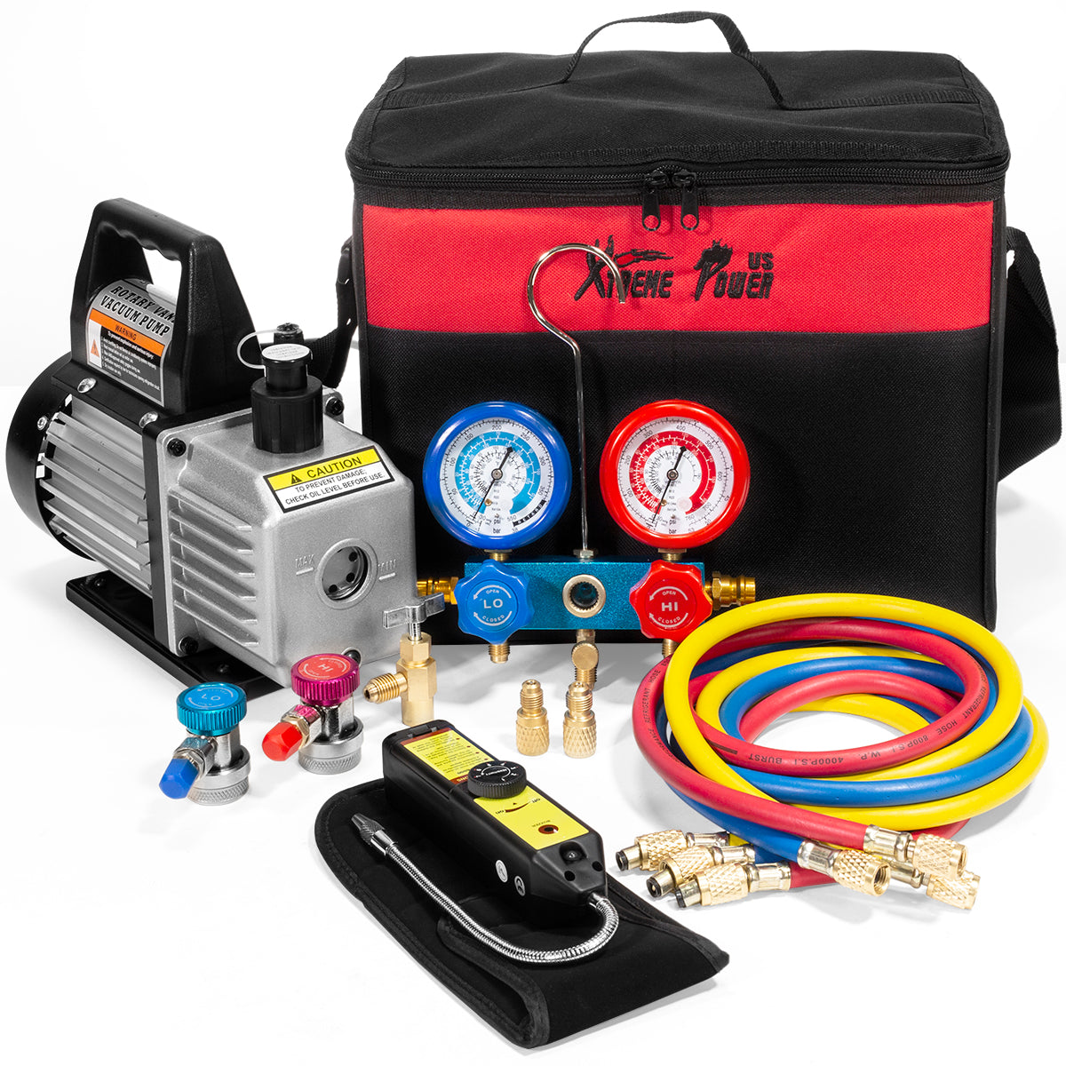 XtremepowerUS 4 Way AC Manifold Gauge Set R134a R410A R404A R22 w/Hose
