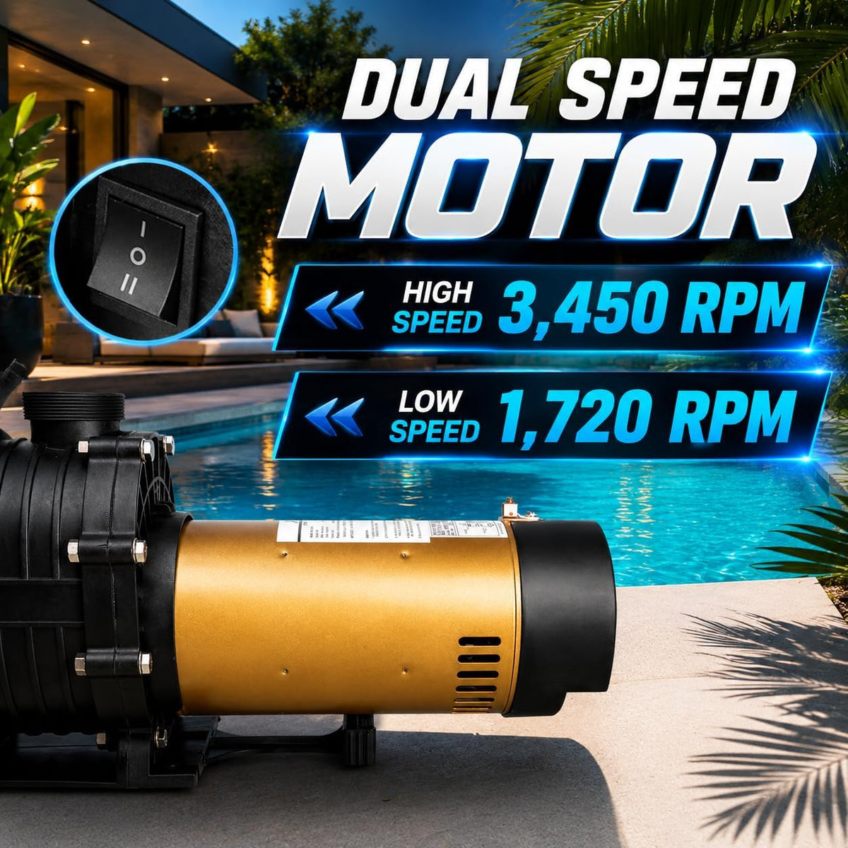 XtremepowerUS Dual Speed In-Ground Swimming Pool Pump Spa High Flow GPH 1.5" NPT 230V