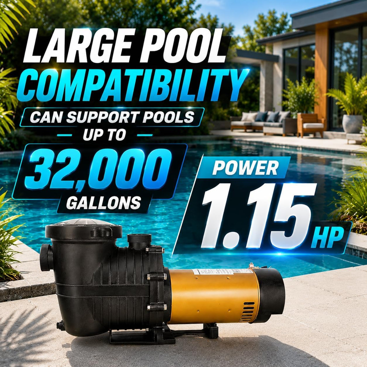 XtremepowerUS Dual Speed In-Ground Swimming Pool Pump Spa High Flow GPH 1.5" NPT 230V