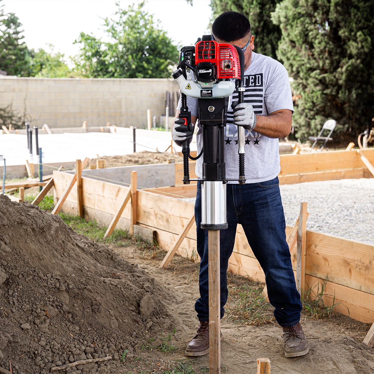 XtremepowerUS Gas-Powered Fence T-Post Driver Engine Gasoline Pile CAR