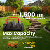 ATV UTV Trailer Tow Behind Dump Cart, 1500lbs Garden Pull Trailer Mower Tractor