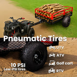 ATV UTV Trailer Tow Behind Dump Cart, 1500lbs Garden Pull Trailer Mower Tractor