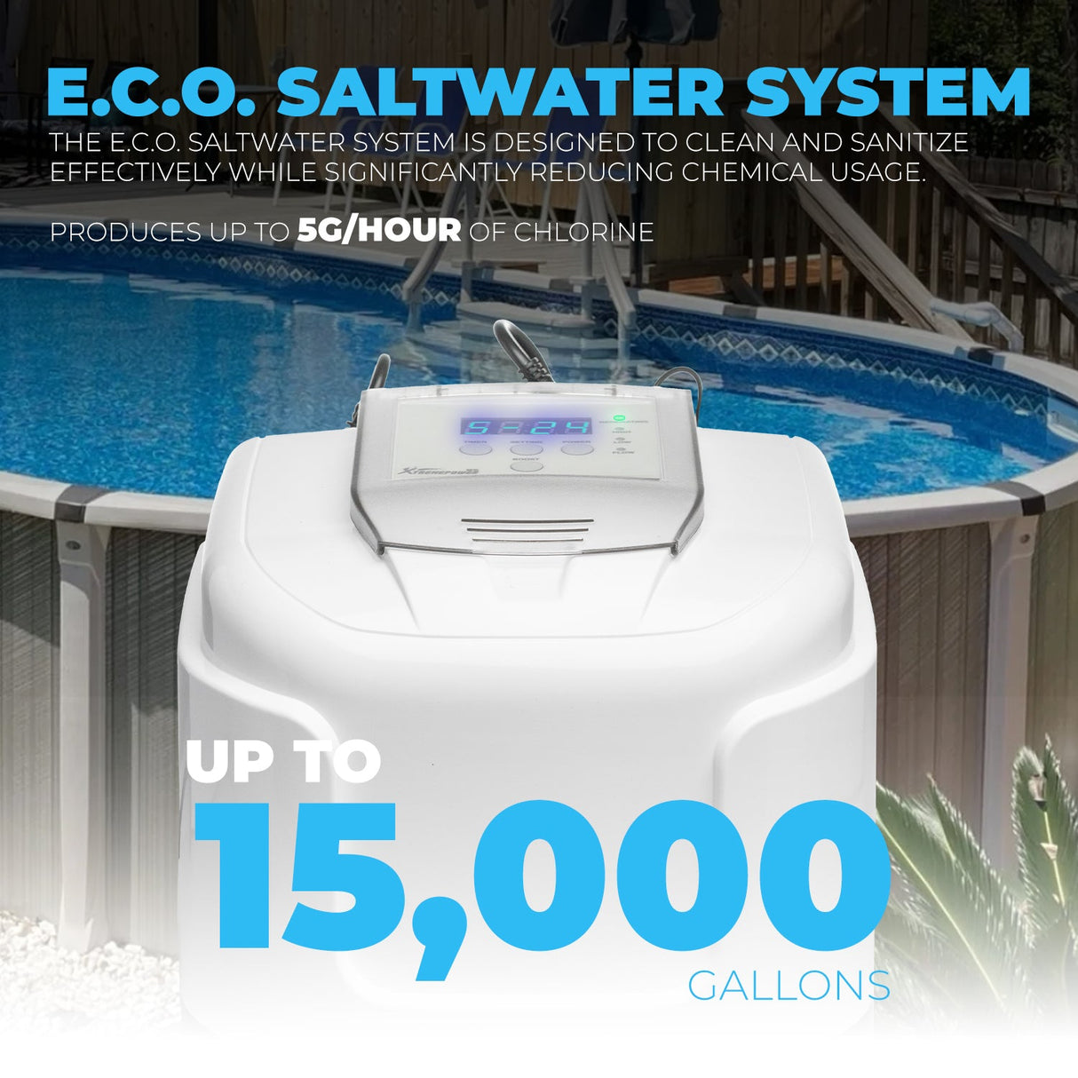 XtremepowerUS Saltwater Pool Chlorine System 15,000 Above Ground Pools w/ E.C.O