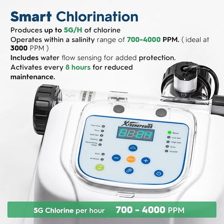 XtremepowerUS Salt Water Pool Chlorinator, Above Ground Salt Chlorine Generator System, Self-Cleaning