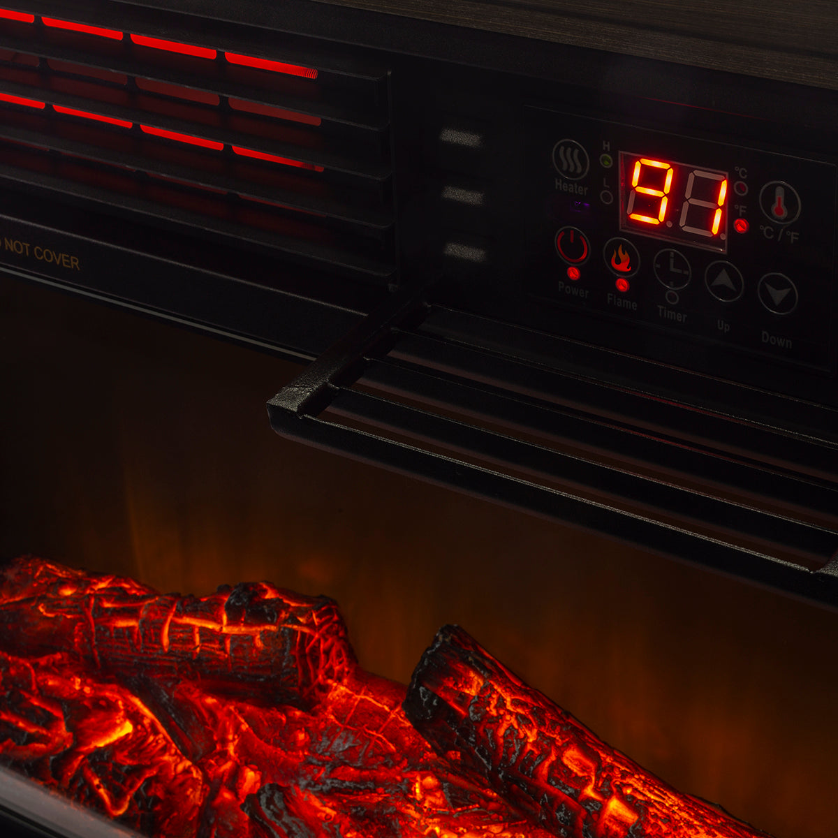 XtremepowerUS 1500W Electric Fireplace Heater Logs Flame Caster Timer