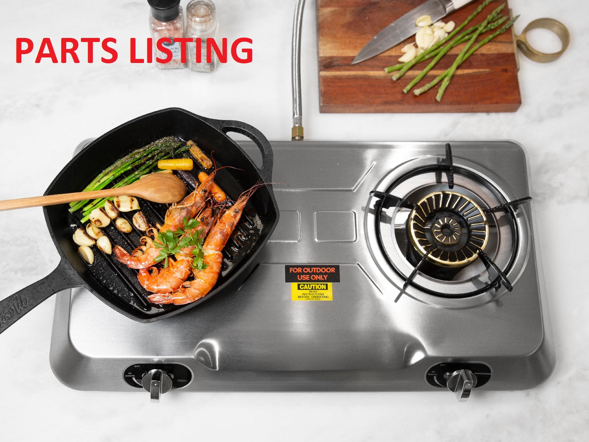 95518 STOVE TWO BURNER STAINLESS STEEL - BARTON PARTS LISTING