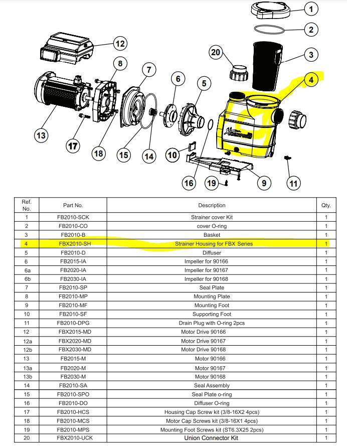 Pool Motor Assembly 90166 1.5hp Pool Pump PARTS LISTING – XtremepowerUS