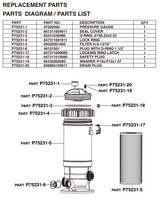 75231 POOL CARTRIDGE FILTER W/ PUMP 1800 GPH PARTS LISTING