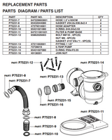 75231 POOL CARTRIDGE FILTER W/ PUMP 1800 GPH PARTS LISTING